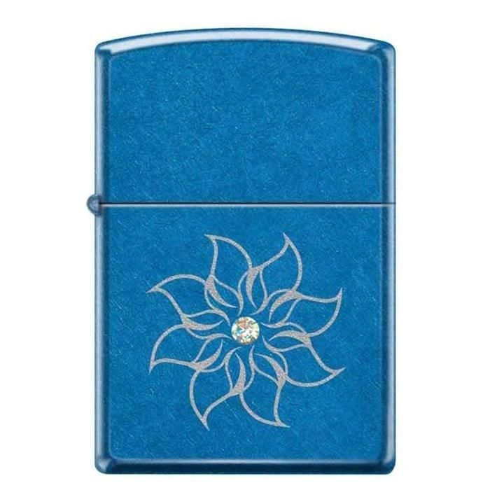 Zippo Lighter - Flower w/ White Swarovski Crystal