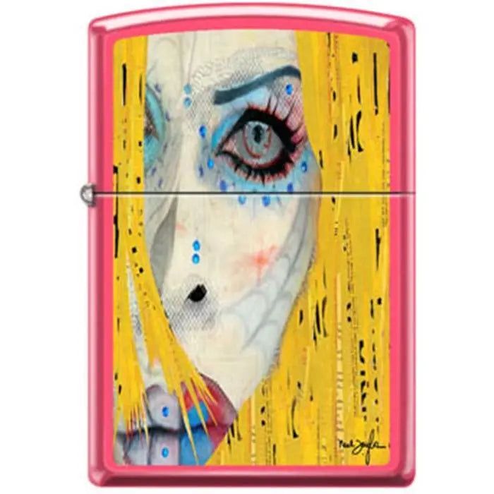Zippo Lighter - Neal Taylor Painted Face Neon Pink