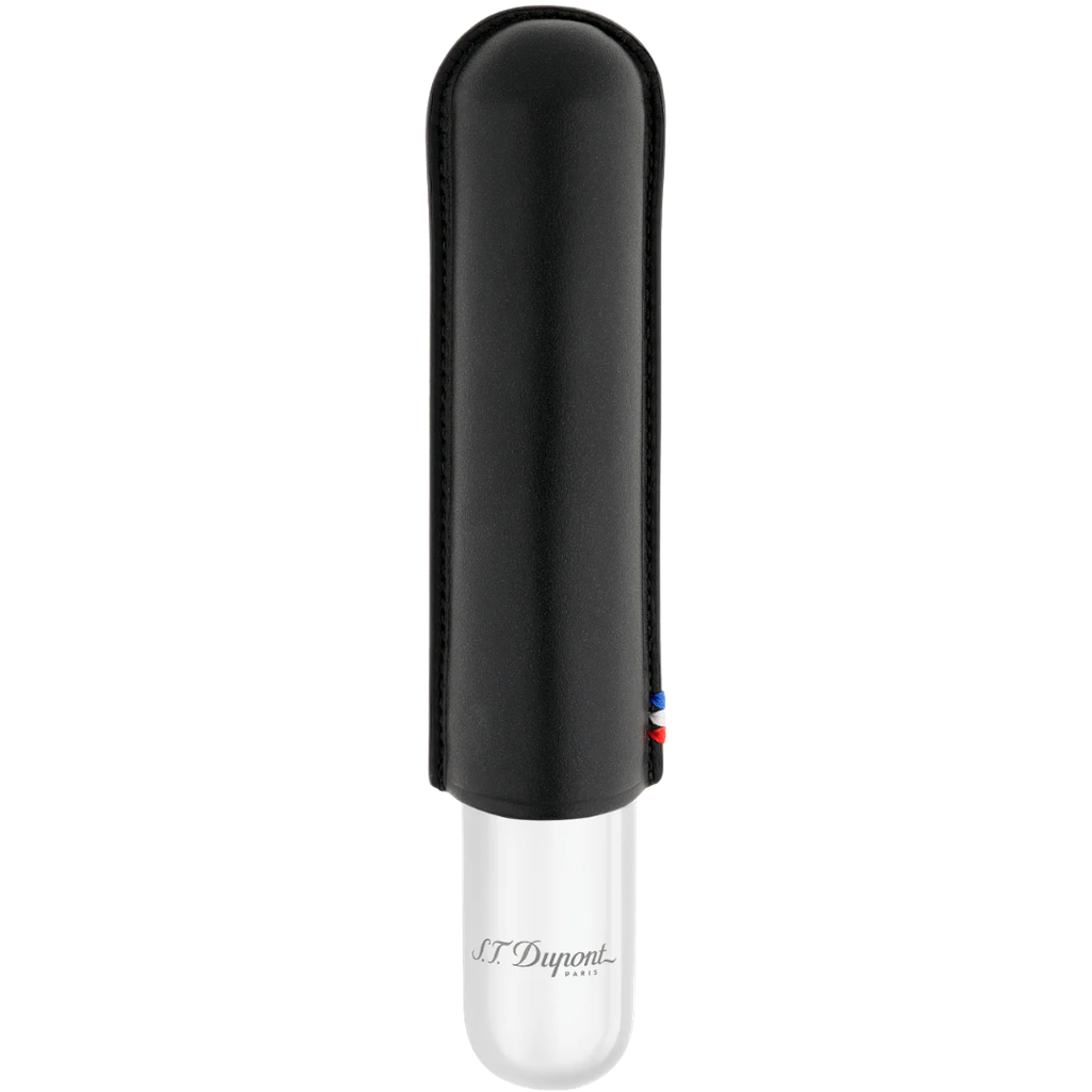 S.T. Dupont 1-Cigar Leather Case – Black & Chrome