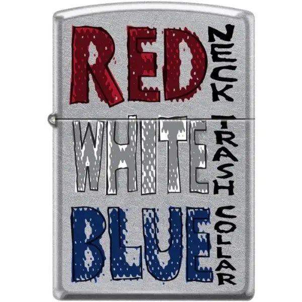 Zippo Lighter - Red Neck - White Trash Street Chrome